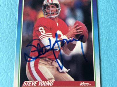 Steve Young 1990 Score Autograph NFL San Francisco 49ers Hand Signed BYU Football Card & Super Bowl champions