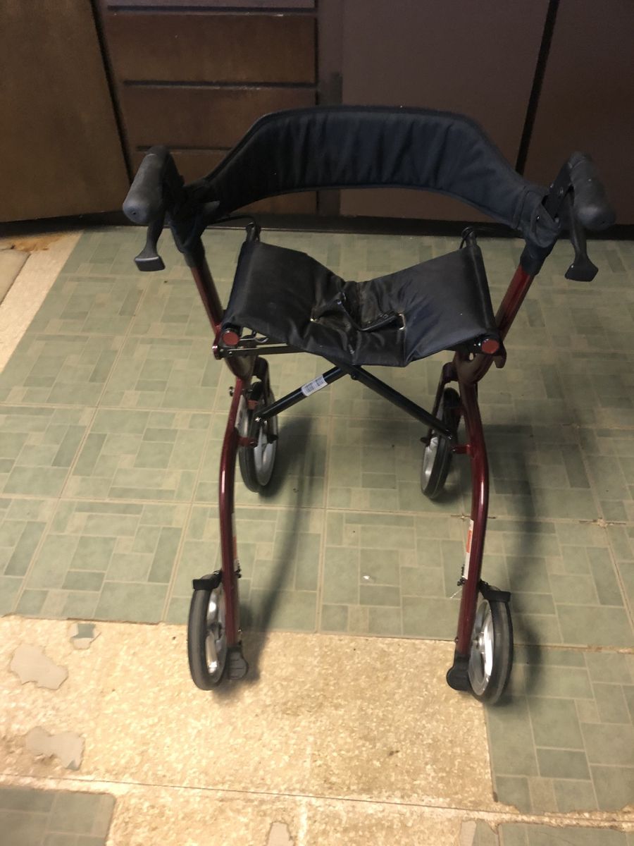 Folding 4 wheeled Walker with Seat, Backrest, and Ergonomic Handles and Large Wheels