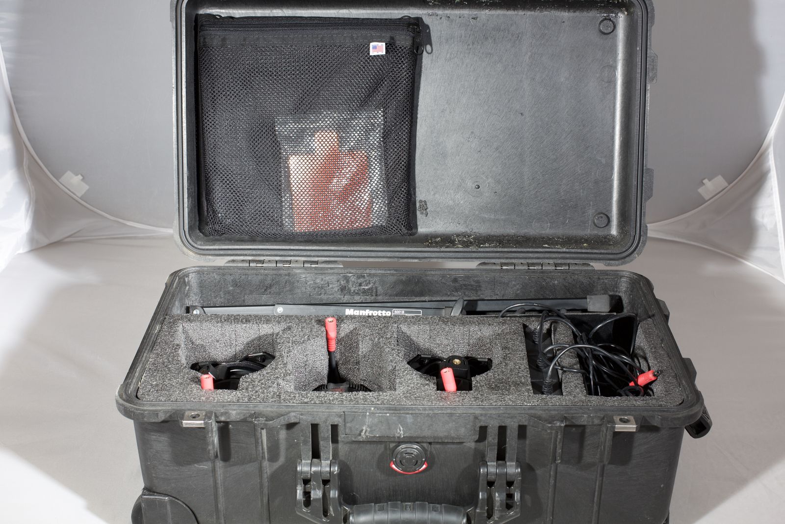 Portable LED Light Kit w/ 3 Lights, 2 Manfrotto Stand & Hard Case OBO