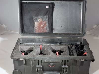 Portable LED Light Kit w/ 3 Lights, 2 Manfrotto Stand & Hard Case OBO