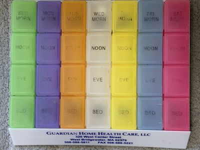 Pill Organizer - 7 Day, 4-Compartment Daily Planner, Multicolor