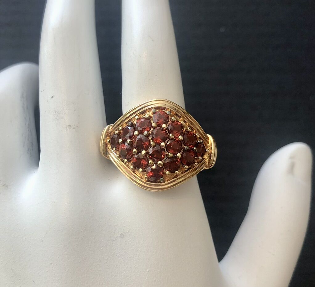 Beautiful Garnet Cluster Ring
