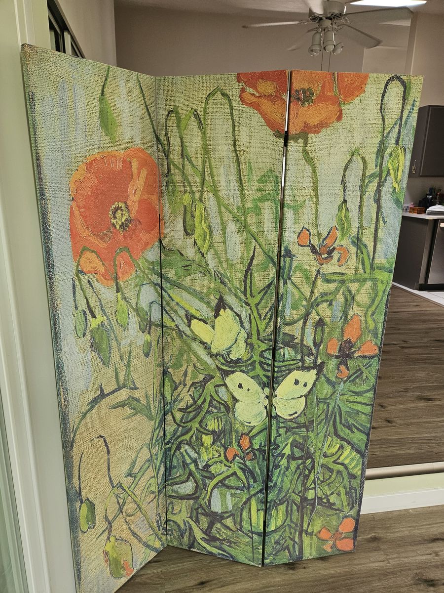 Van Gogh Butterflies and Poppies Canvas Screen