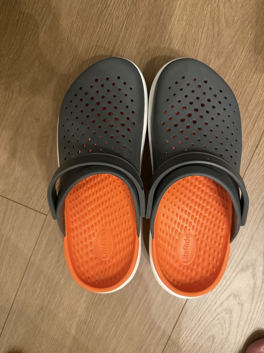 Crocs LiteRide Clog - Slate Gray with Orange Insole M9/W11