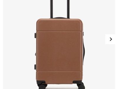 Calpak set Hue Carry-on Luggage and Laptop Duffel in Hazel, free compression packing cubes in green
