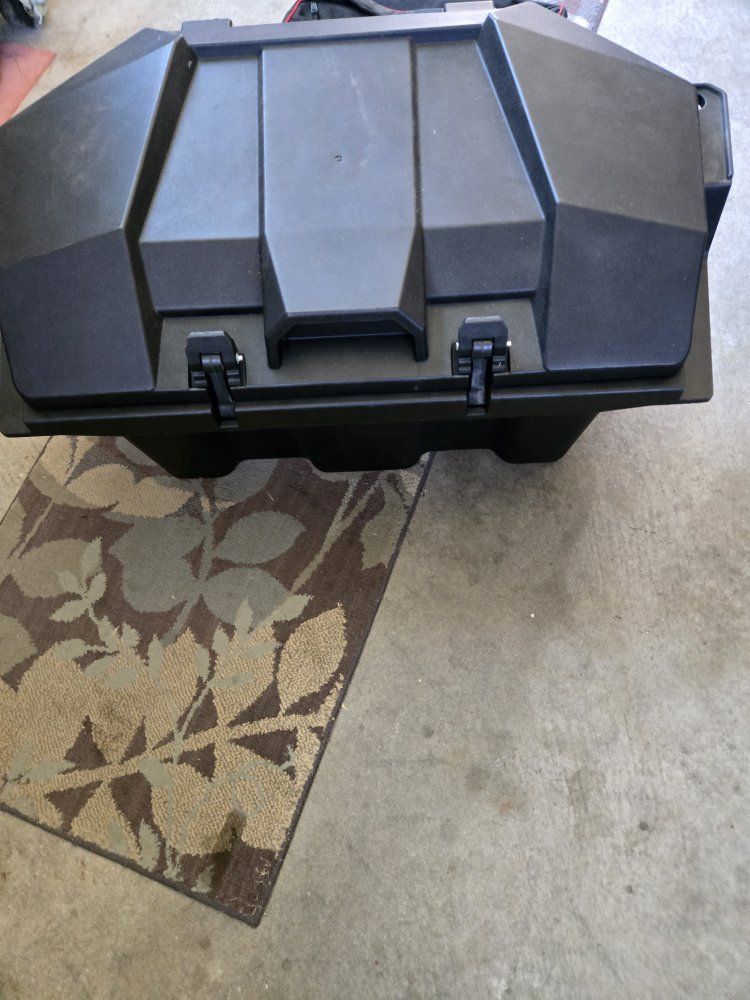 Black Universal ATV/UTV Rear Storage Cargo Box | Durable Hard Plastic | Weather-Resistant