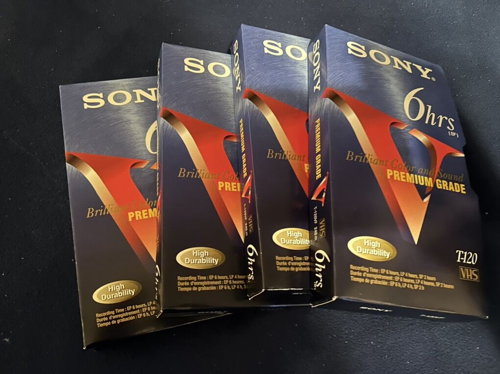 Four VHS 6 Hour (EP) T-120 Blank Tapes
