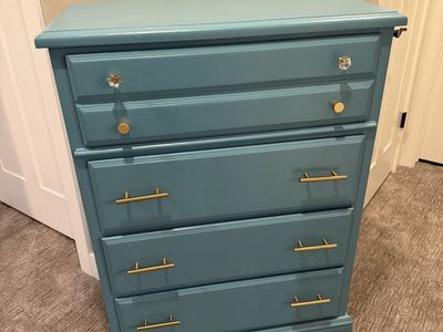 Solid Wood 4-Drawer Blue Dresser - 44" x 32" x 17"