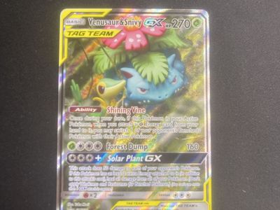 Pokemon Venusaur & Snivy GX Tag Team Basic Shining Vine 270 HP Card SM229
