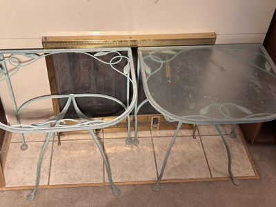 Two Vintage Wrought Iron End Tables, Only 1/ Glas