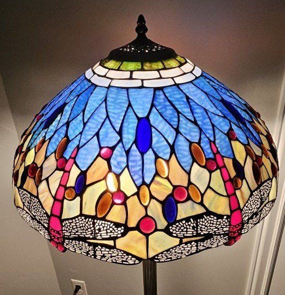 Tiffany-Style Dragonfly Stained Glass Floor Lamp