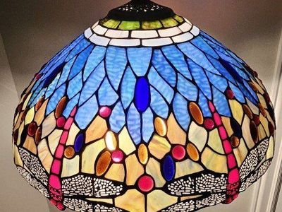 Tiffany-Style Dragonfly Stained Glass Floor Lamp
