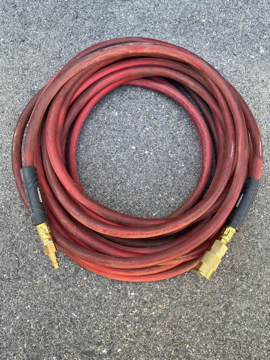 Husky 3/8" Red Air Hose with Quick Connects, 50 ft, 300 PSI Max