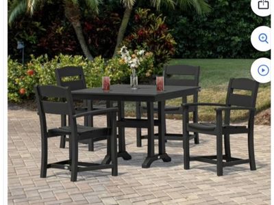 POLYWOOD Gulf Shores 5-Piece Outdoor Patio Dining Set - Black
