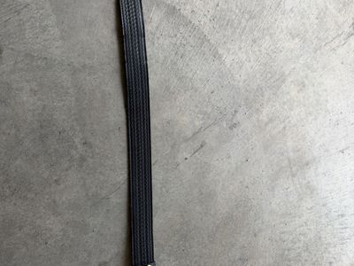 Black Woven Genuine Leather Belt with Brass Buckle - 35" Length, 2" Width