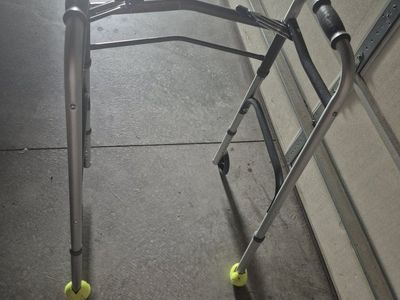 Folding Medical Walker with Wheels and Tennis Ball Glides, Adjustable Height