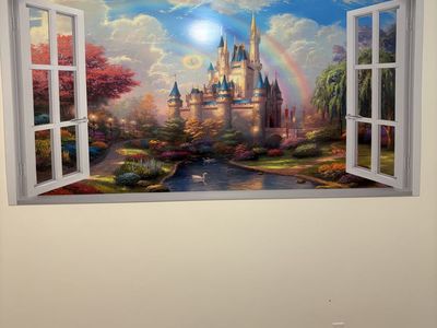 8’x4’ - Large Window Fake View Fairy Tale Castle Wall Decal Mural.
