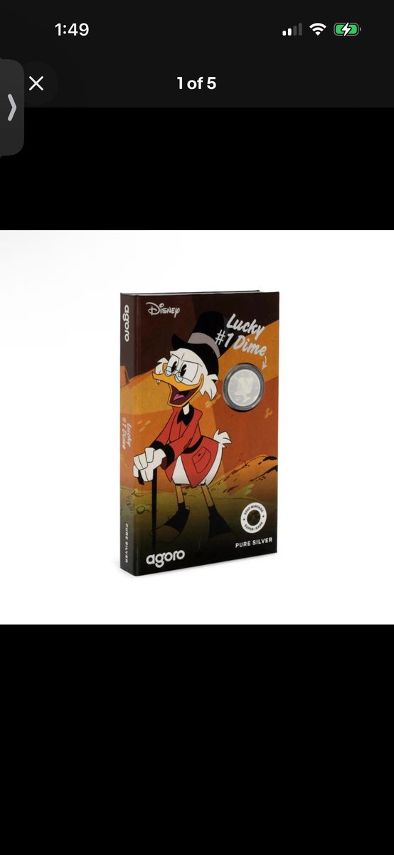 Disney Scrooge McDuck Lucky #1 Dime 3 Gram Silver