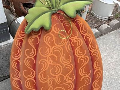 Decorative Metal Fall Pumpkin Yard Sign with Stand