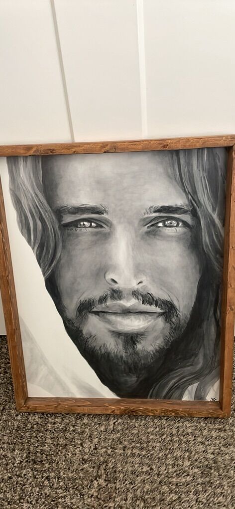 Christ picture Wall Art 16x20 walnut frame