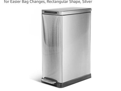 Home Zone Living 12 Gallon Silver Stainless Steel Slim Soft-Close Step Kitchen Trash Can