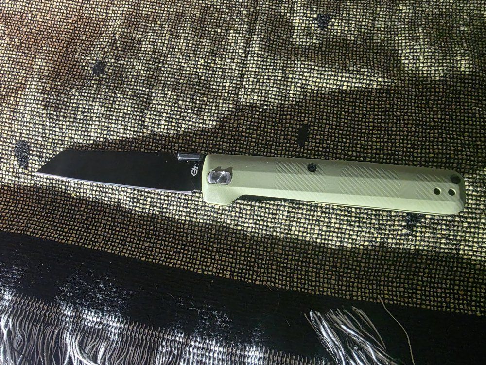Gerber Folding Pocket Knife - Black Wharncliffe Blade, Green Handle *OBO