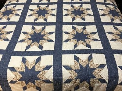 MINT Navy Star 100% Cotton Queen Quilt Bedspread - $199 OBO