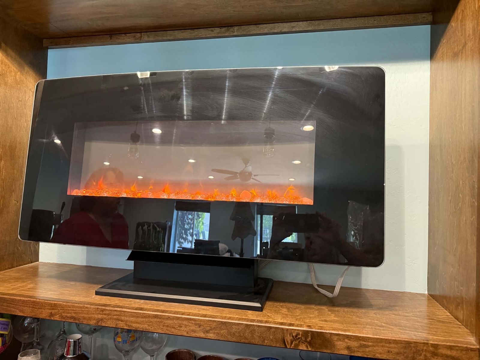 Electric wall mount fireplace with heat