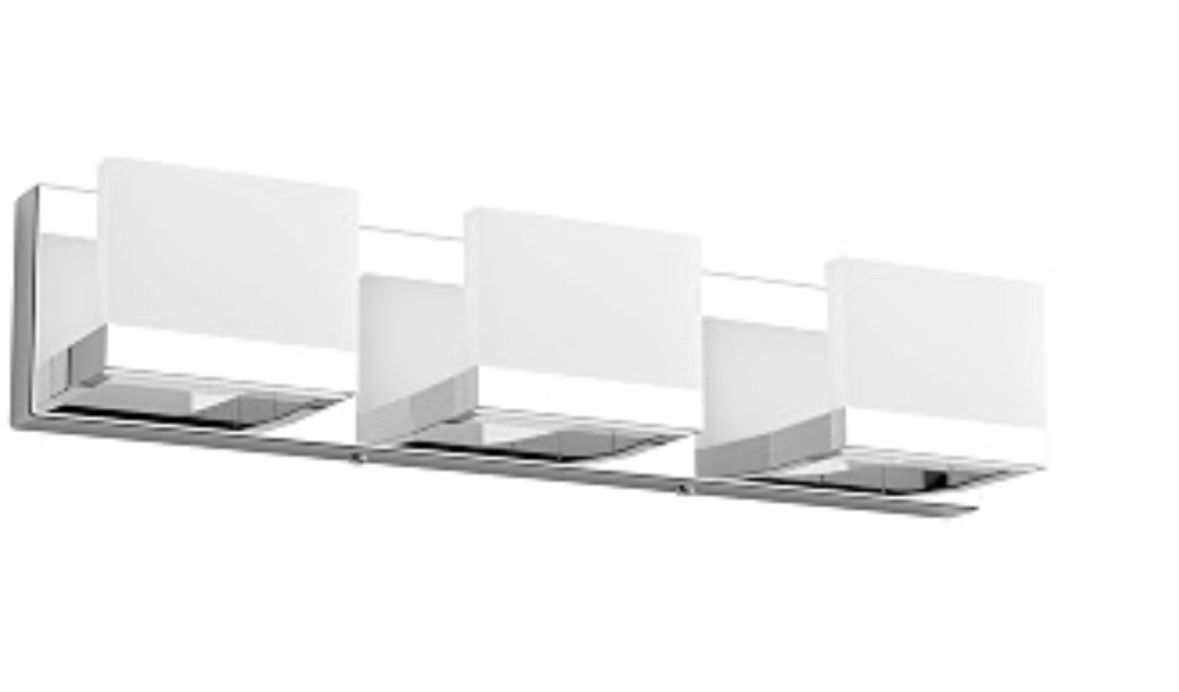 Modern 3-Light Vanity Fixture Chrome with Frosted Glass Shades