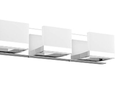 Modern 3-Light Vanity Fixture Chrome with Frosted Glass Shades