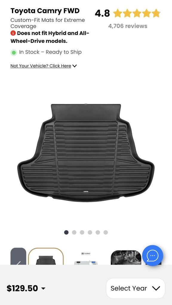 New 2018-2024 Toyota Corolla FWD Tunk Mat