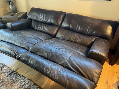 Leather Power Reclining Sofa + Oversized Chair – $700 (or separate)