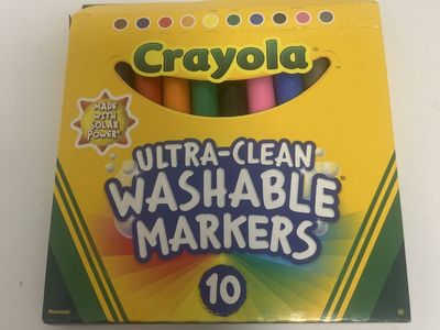 Crayola Ultra-Clean Washable Markers - 10 Count, Nontoxic, Made with Solar Power