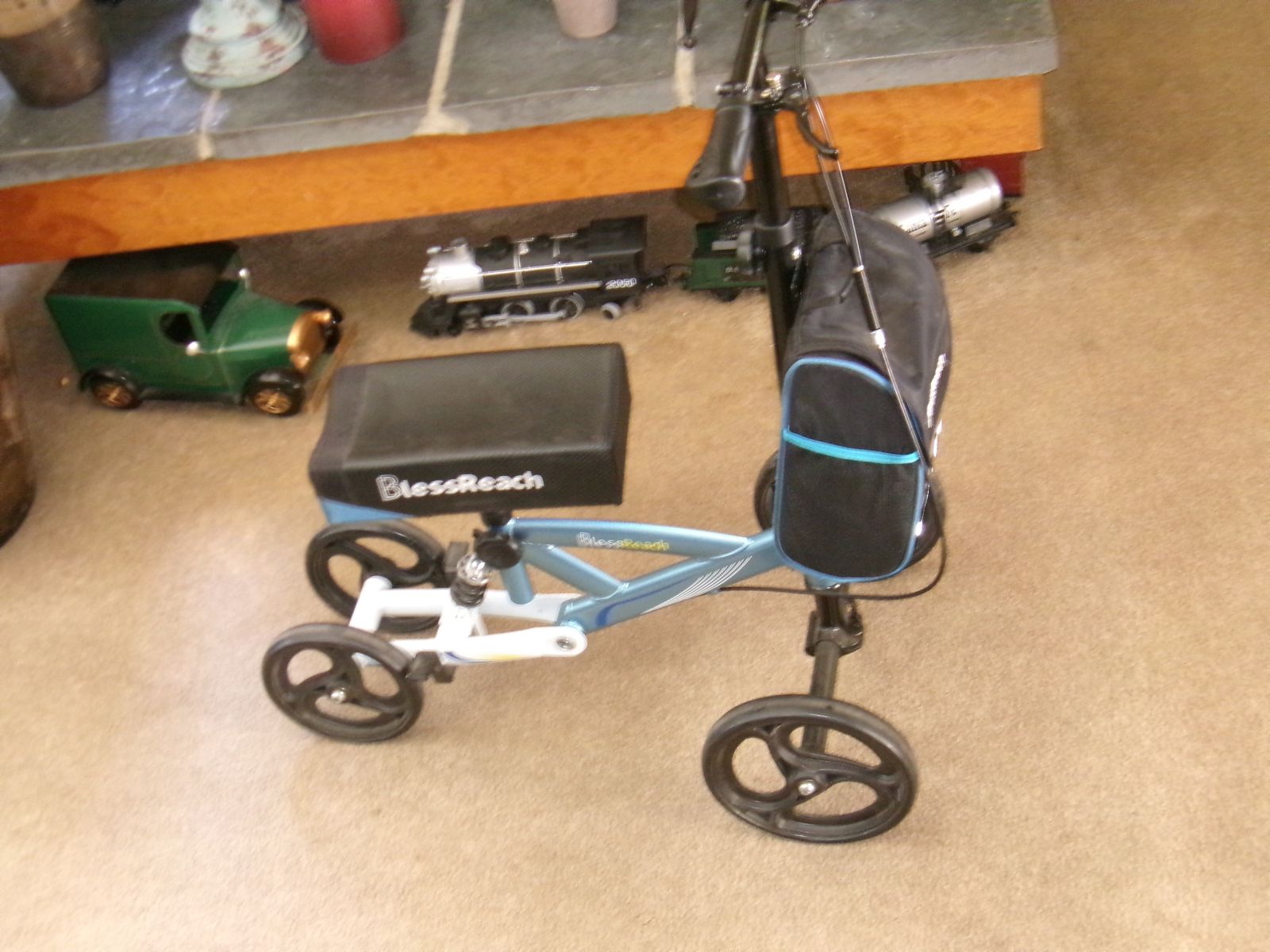 BlessReach Steerable Knee Walker Scooter with Storage Bag - Blue