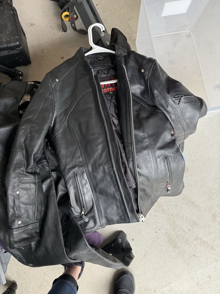 Leather Motorcycle Jacket and Chaps (Women’s)
