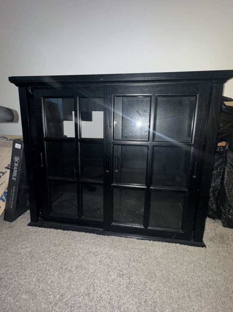 Black hutch bookcase cabinet credenza office