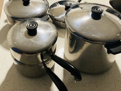 9 Pcs Revere Ware stainless steel, cookware