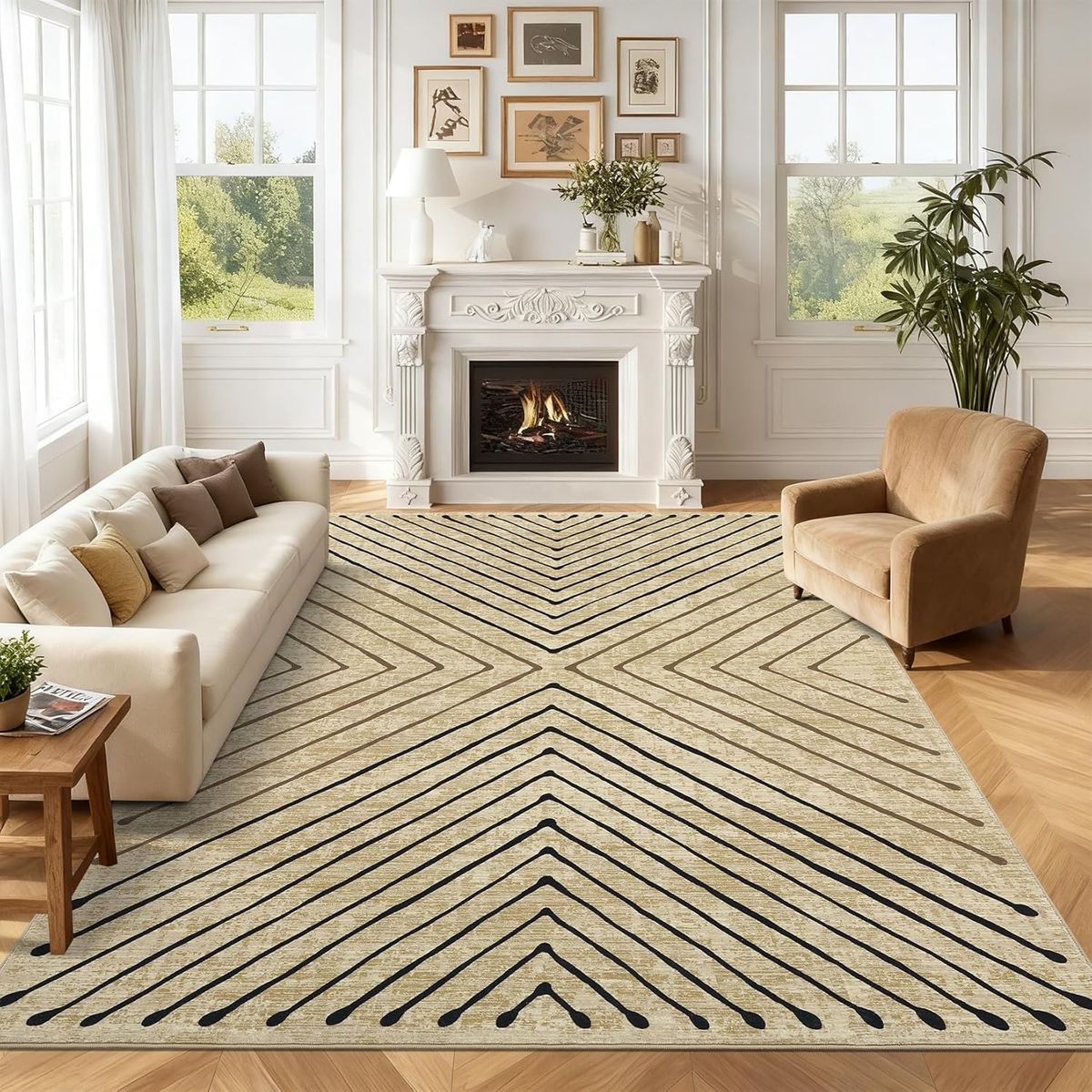 NEW 10x13 Geometric Modern Contemporary Tan