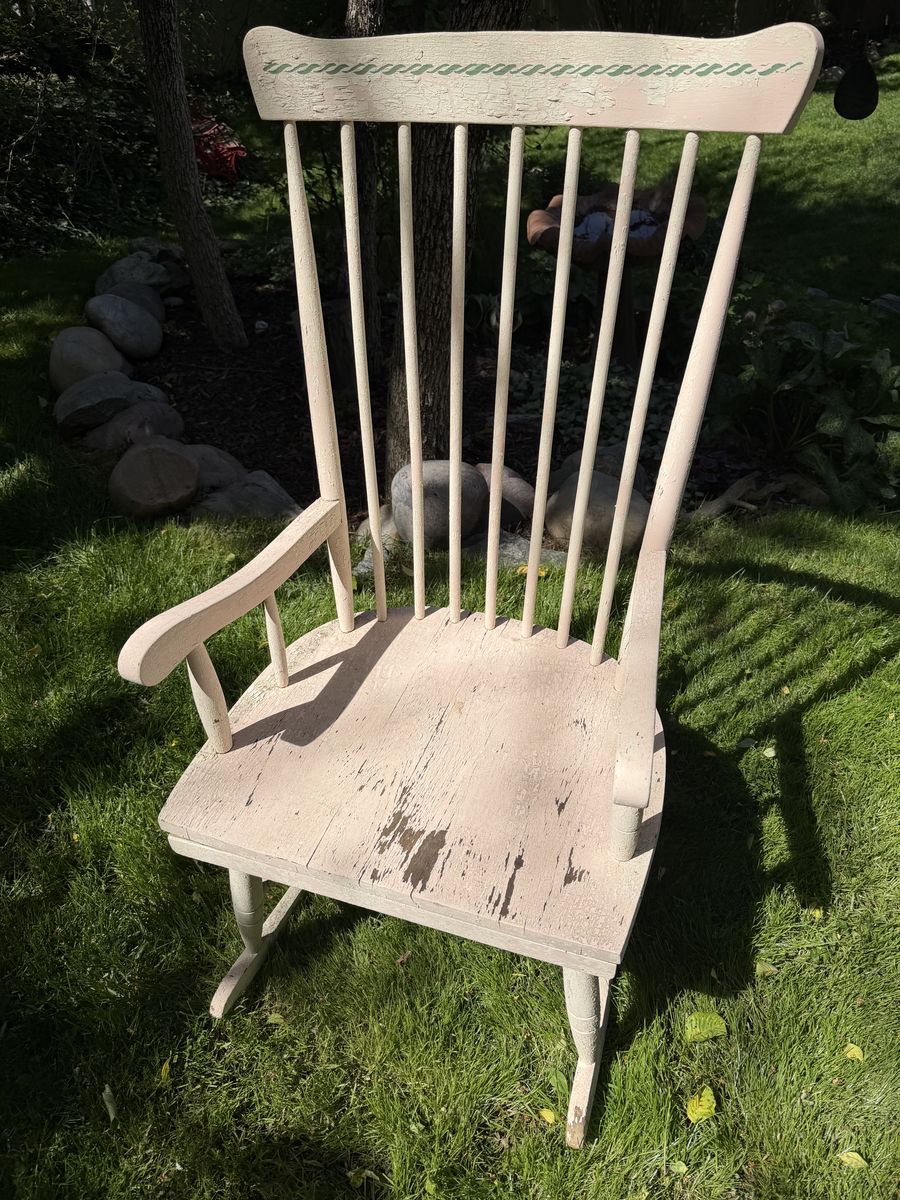 Vintage Solid Wood Rocking Chair From Germany