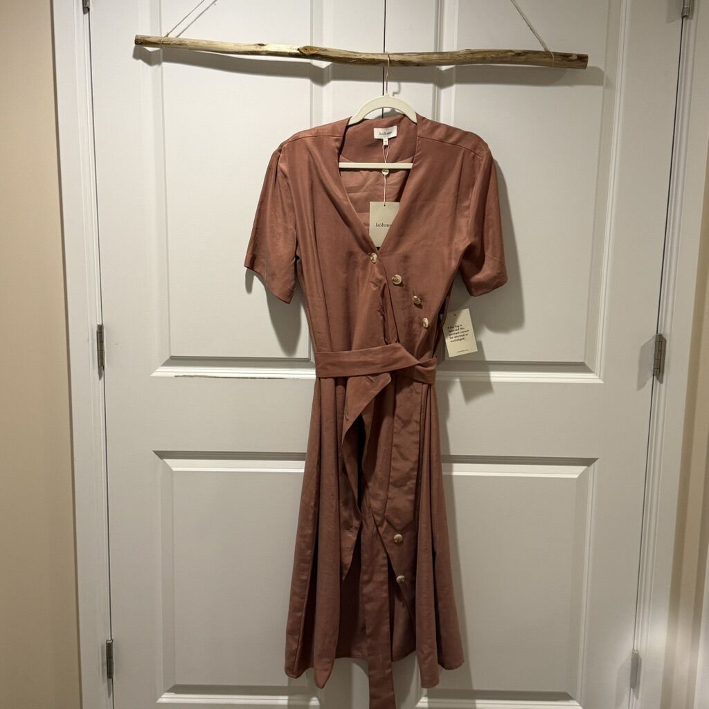 Böhme Bhar Midi Wrap Dress in Clay/Mauve Color