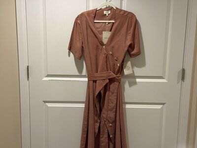 Böhme Bhar Midi Wrap Dress in Clay/Mauve Color