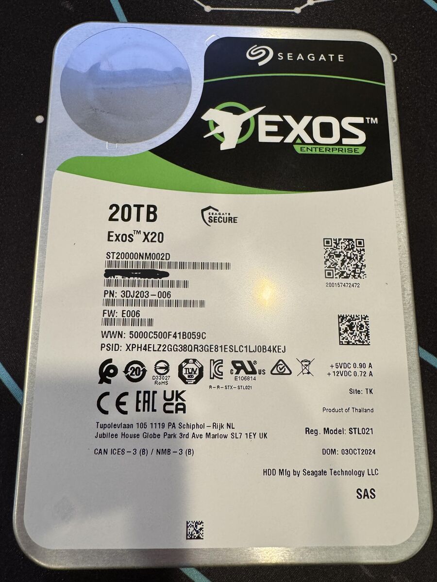 Seagate EXOS X20 20TB SAS Hard Drive