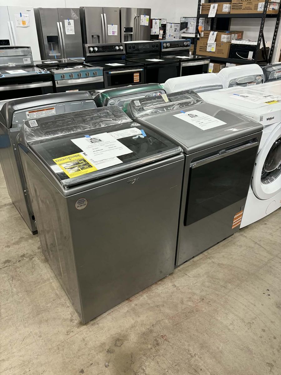 NEW WHIRLPOOL TOP LOAD WASHER & GAS DRYER