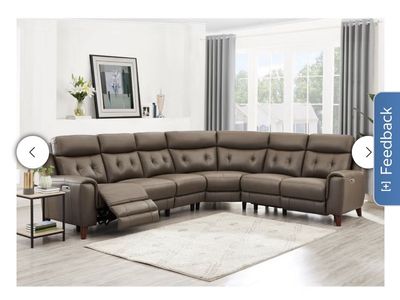 Leather Power Reclining Sectional with Power Headrests and charging ports