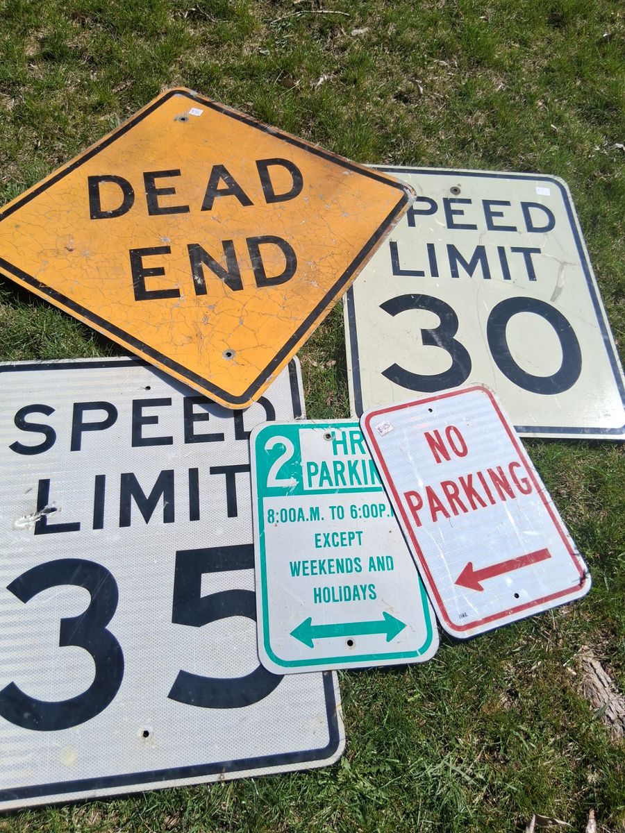 retired vintage road signs