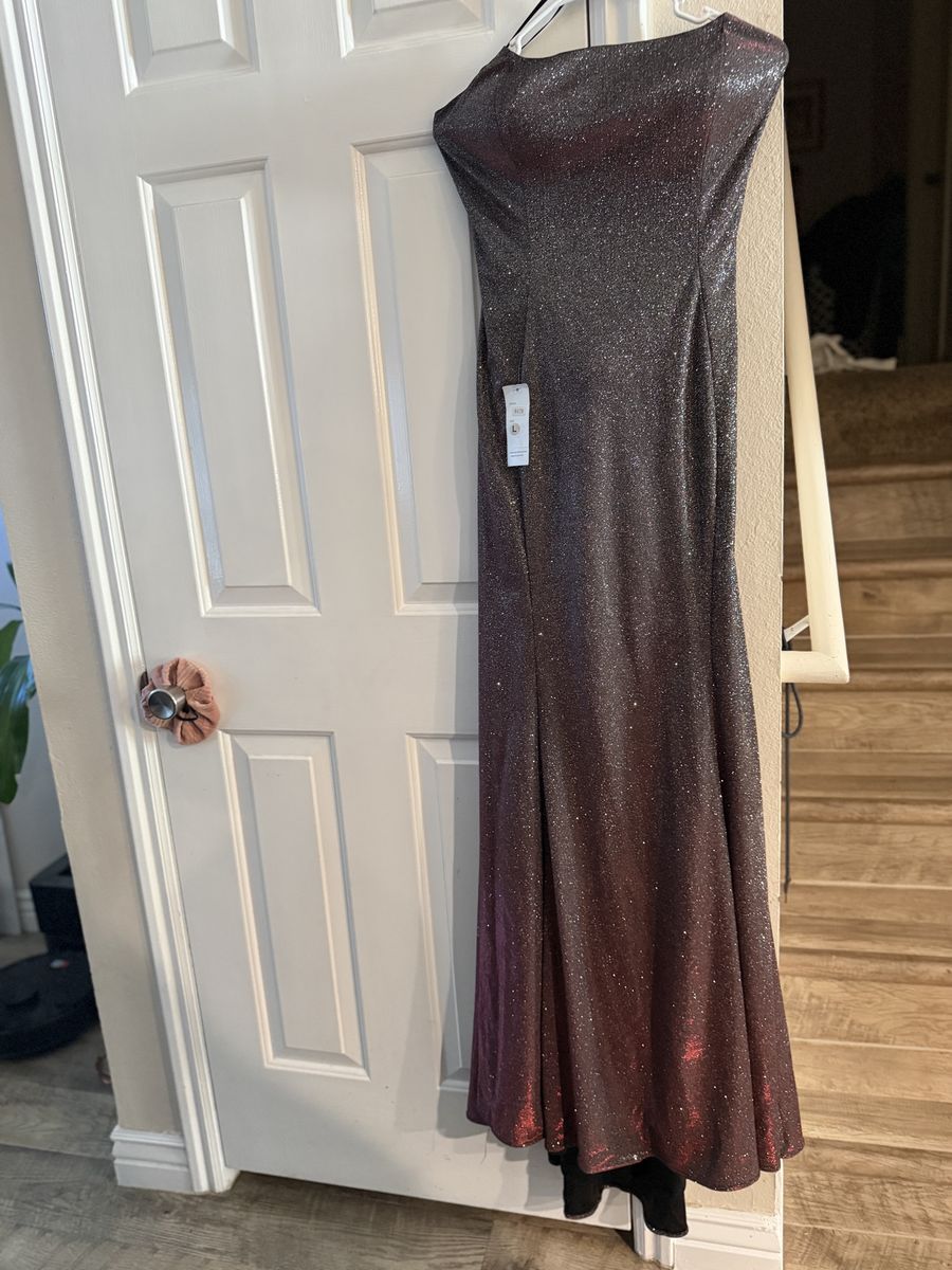 Poly USA Metallic Glitter Strapless Formal Gown Dress Style 8478 Size L NWT