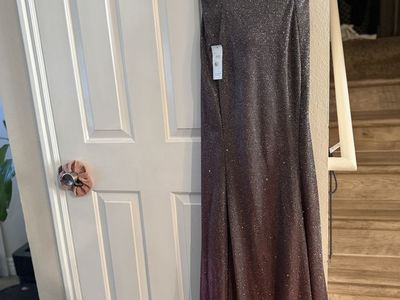Poly USA Metallic Glitter Strapless Formal Gown Dress Style 8478 Size L NWT