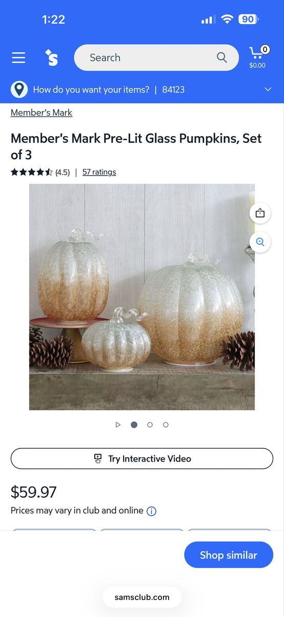 Pre Lit Glass Pumpkins set of 3