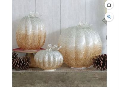 Pre Lit Glass Pumpkins set of 3