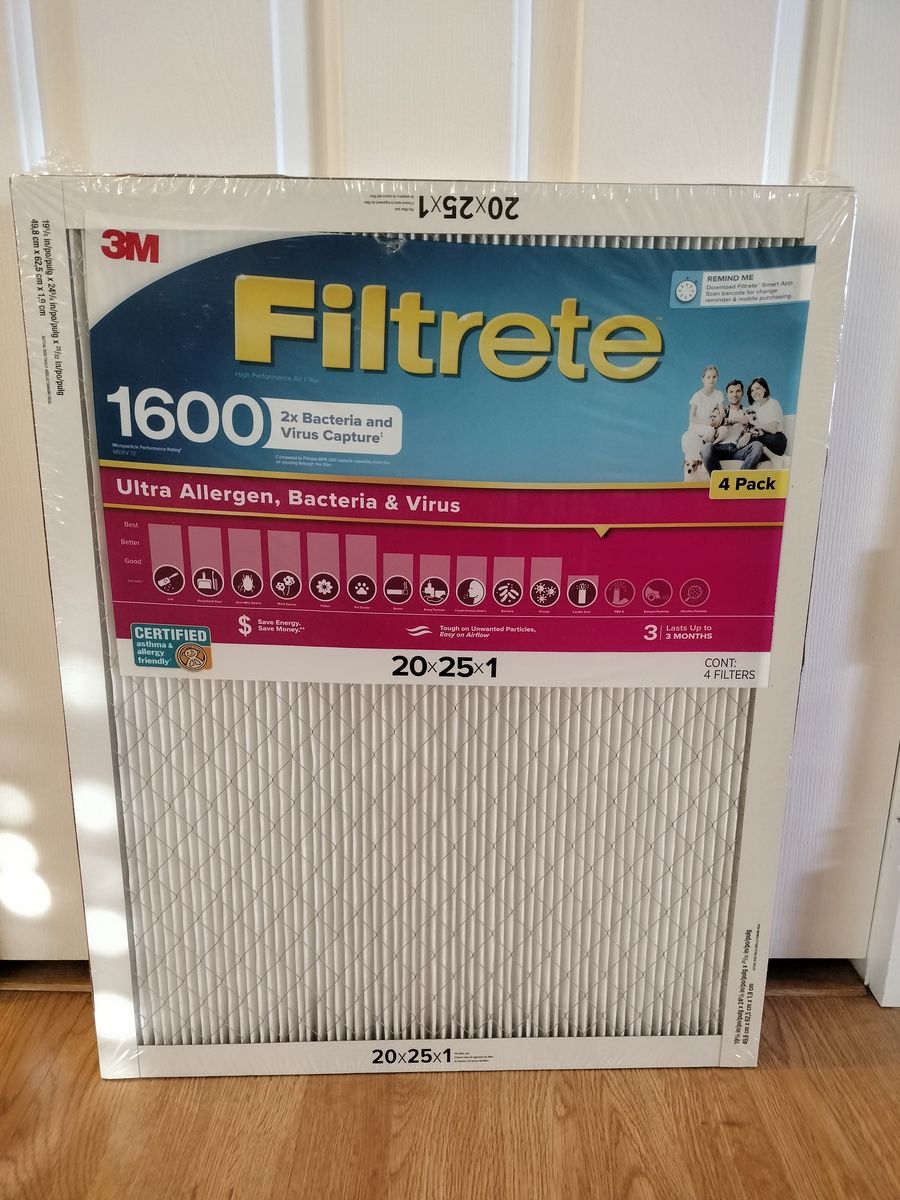 Filtrete 1600 Ultra Allergen, Bacteria & Virus Furnace Filters - 20X25X1 (4 Pack)